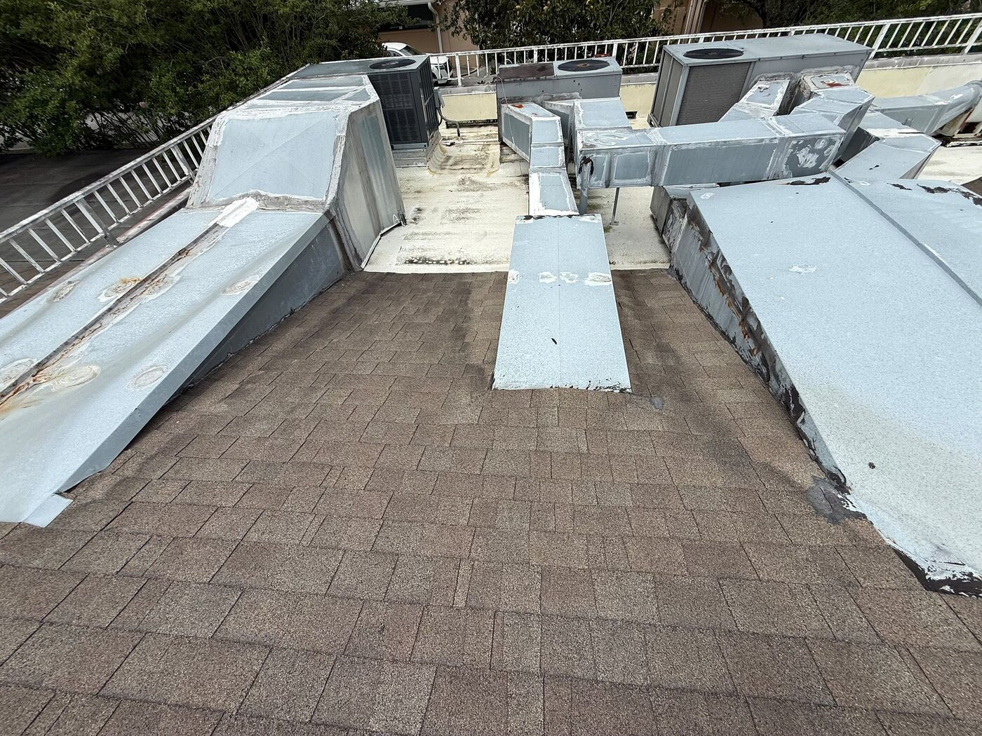 Low-slope roof and rooftop equipment at a Jacksonville-area memorial campus